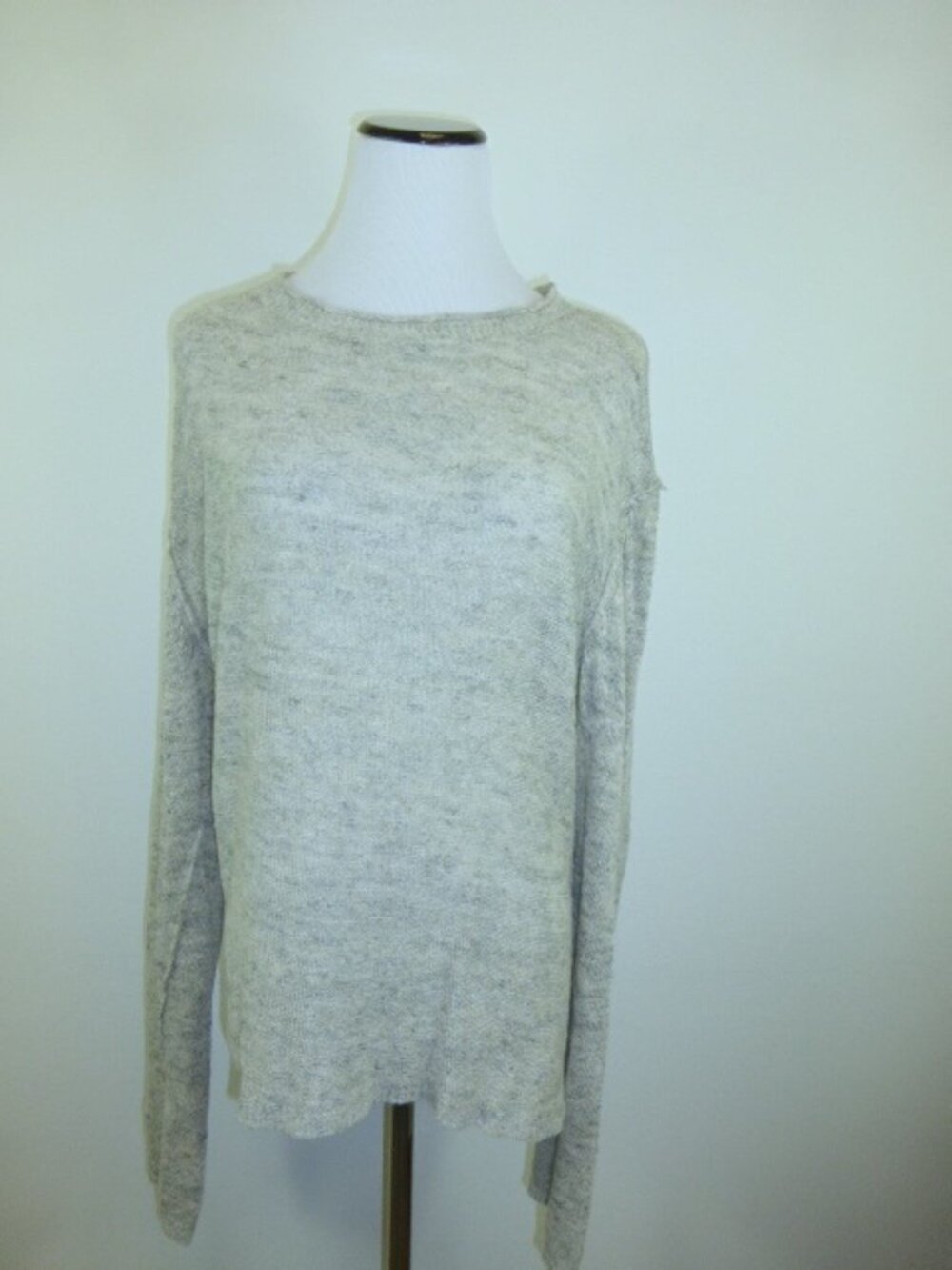 INHABIT SWEATER heather gray linen cotton boat neck sweater L